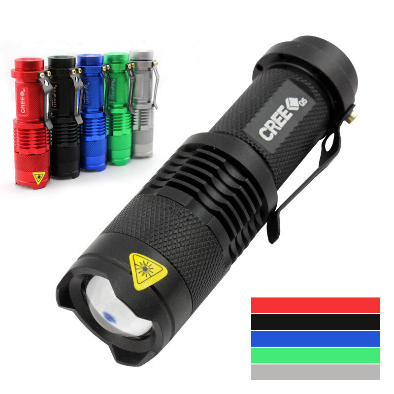 high quality Mini Black CREE 2000LM Waterproof LED Flashlight 3 Modes Zoomable LED Torch penlight free
