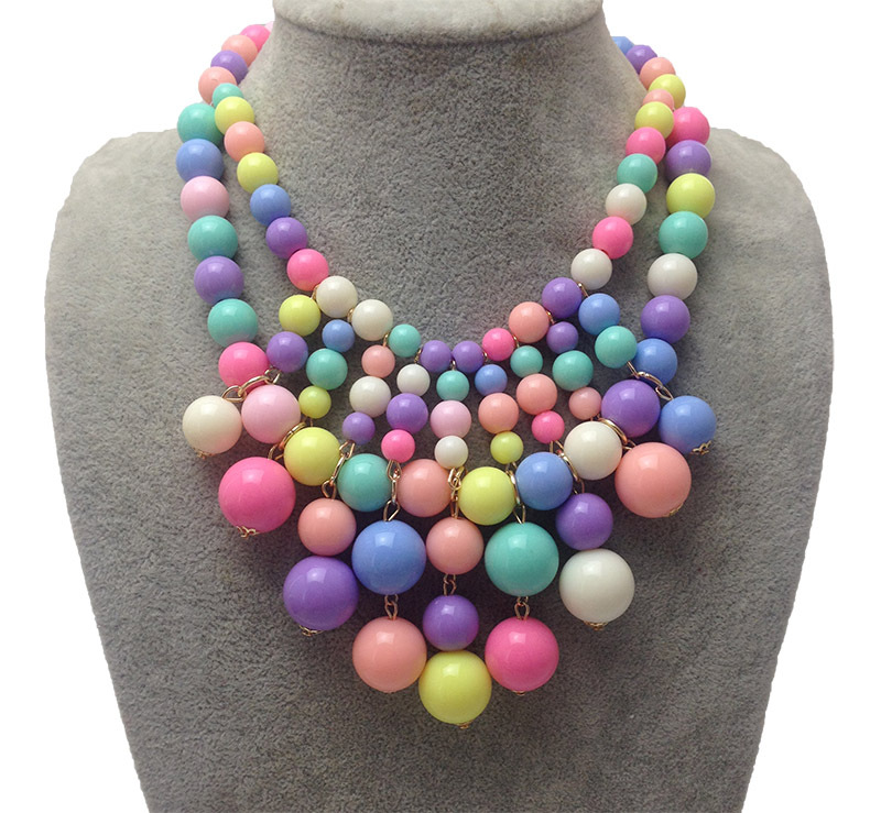 Newest fashion Beads necklace candy color pendant necklace multilayer chain necklace women pearl necklace jewelry wholesale