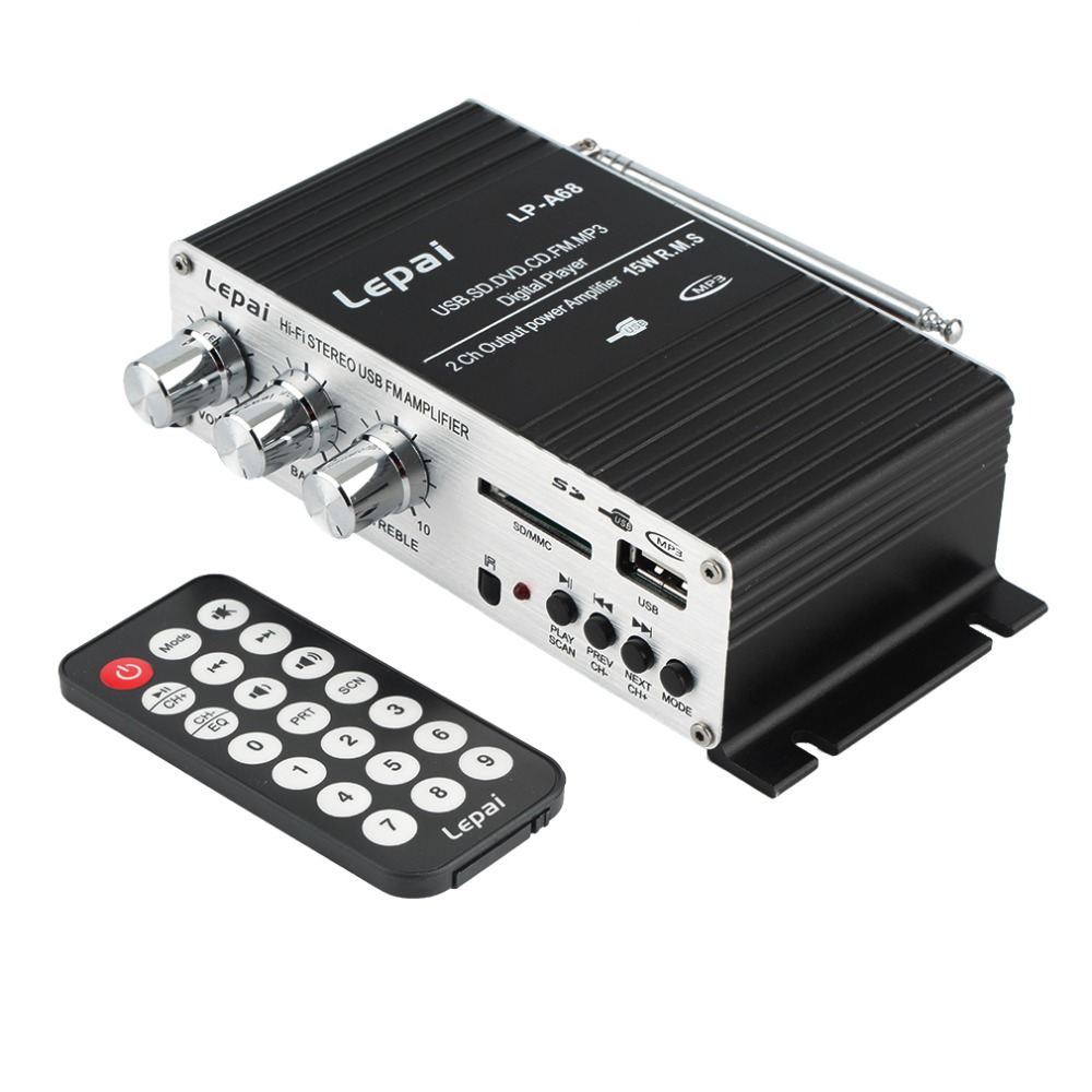 Mini 12V Car MP3 Hi-Fi Stereo Audio Amplifier Home Auto Motocycle Bass Speaker Boostrer Player with USB Port DVD FM MMC 2016!!!