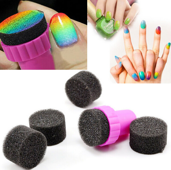Image of Nail Art DIY Design Stamping 1 Stamper 4 Changeable Sponge Shade Set Nail Tool Transfer Makeup Beauty Tools