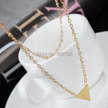 Hot Women Punk Double Layers Gold plated Sequins Small Triangle Pendant Chain Necklace Chic Jewlery Gift