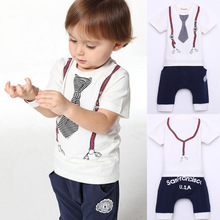 New Kids Baby Boy Cotton Tie Belt Print Top T Shirt Short Pants Tops 1 5Y