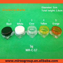 Free Shipping 100+2pcs 3ml 3g empty cream bottle,3g cream pot,cream jar,empty cosmetic jar pot,nail art glitter dust powder case