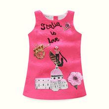 Milan Creations Princess Dress Girl Costume 2016 Brand Baby Girls Dress Children Clothing Character Letter Print Kids Clothes