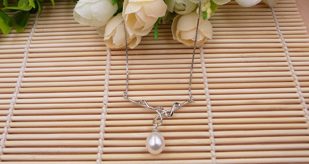 2015 fashion quality sterling silver fine jewelry with natural freshwater pearl women jewelry pendant necklace