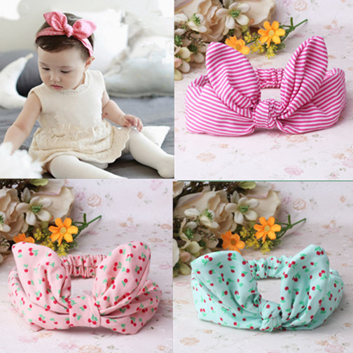 Image of 1PC Children Hair Accessories Lovely Bunny Ear Baby Headbands Elastic Fashion Soft Toddler scrunchy Bow Knot Girls Headband