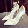 2015 Hot Sale Transparent Women high heeled Sandals Plus Size Jelly Shoes pointed toe high heels