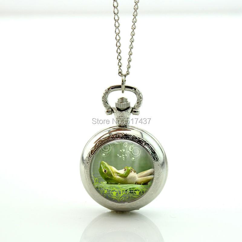 WT-0097 Lazy Frog Necklace Glass Dome Art Picture Pendant Photo Pendant Handcrafted Jewelry by Lizabettas