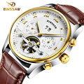 BINSSAW new men leather watch wrist original luxury top brand big automatic fashion sports Mechanical watches