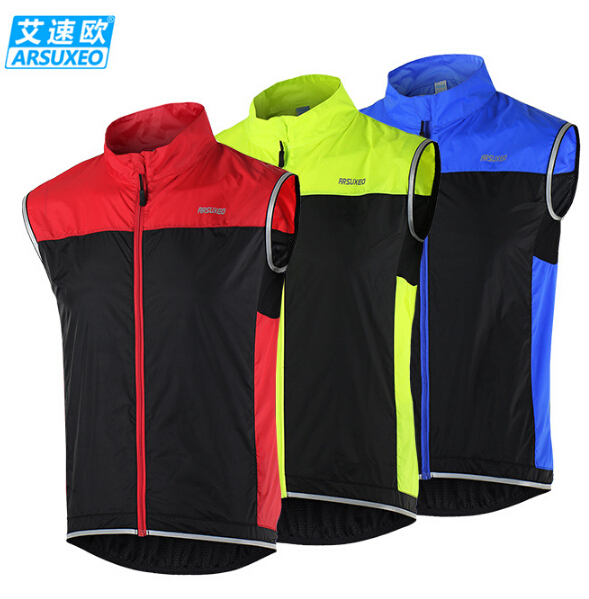 Image of ARSUXEO Men Cycling Vest MTB Bike Bicycle Breathable Windproof Vest Waterproof Clothing Sleeveless Cycling Jacket
