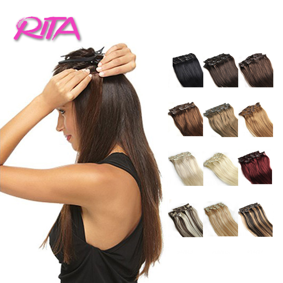 Image of Clip In Human Hair Extensions 18-28Inch Remy Human Hair Clip In Extensions 100g Natural Hair Brazilian Clip In Extensions