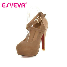 ESVEVA fashion platform sexy high-heeled shoes thin high heels round toe shoes women’s pumps Wedding Shoes size 34-43