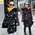 2016 Winter Star Girls Coats Long Cotton Jackets Hooded Faux Fur Collar Children Baby Clothes Thick