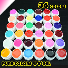 super hot pretty 36 Colors UV Gel Nail Tips Pure Fine Shiny Cover French Manicure Set