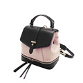 Classy Contrast Color Ladies Double Shoulder Bag Zipper Belt Ornament Hand Bag Japan Style Fashion Simple