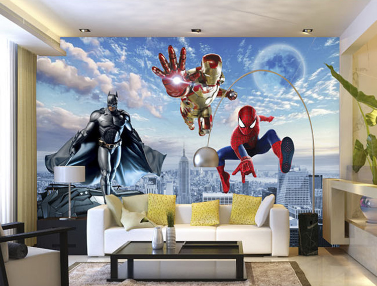 De papel pintado con foto 3D Batman Hombre de Hierro pintado hombre