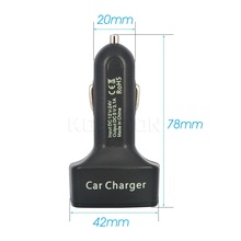 12V 24V 4 in 1 Car Charger Dual DC 5V 2A 3A USB Temperature Voltage Current