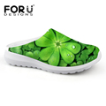 Casual Women Sandals Summer Shoes Mesh Breathable Green Leaf Clover Garden Shoes Outdoor Mules Clogs Slip