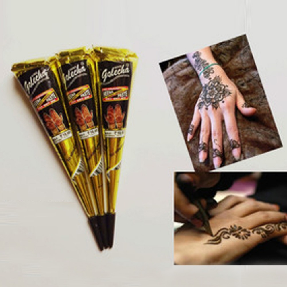 Image of 25g India Edition Authentic Original Kashmir Imports Henna Natural Jet Black Plant Henna Temporary Tattoos Painted Cream HB-0280