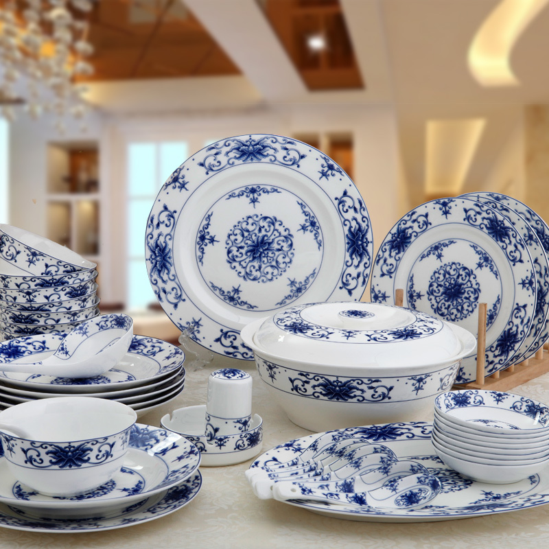 LUMIHome Dinnerware Sets 40 Chinese wind blue and white porcelain Fine