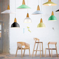 Modern Nordic Brief Art Aluminum Original Wood Led E27 Pendant Light For Dining Room Living Room