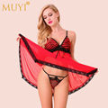 Transparent Panty 2016 Cute Dress Sleeveless Nightgown Sleepshirt Sexy Lingerie Pajamas Set Lace Women Beach Tunic
