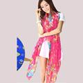 Bohemian Slik Women Scarf Floral Sweet Lovely Scarf Vintage Flower Pashmina Hijab Bandana Foulard Echarpe