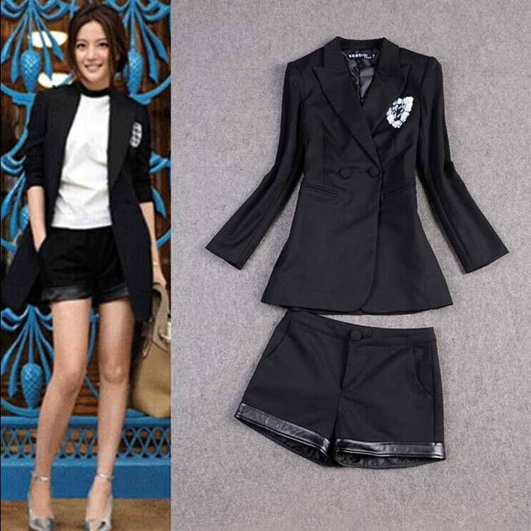 Spring and Autumn new high-end European and American big star with a black suit suit female temperament