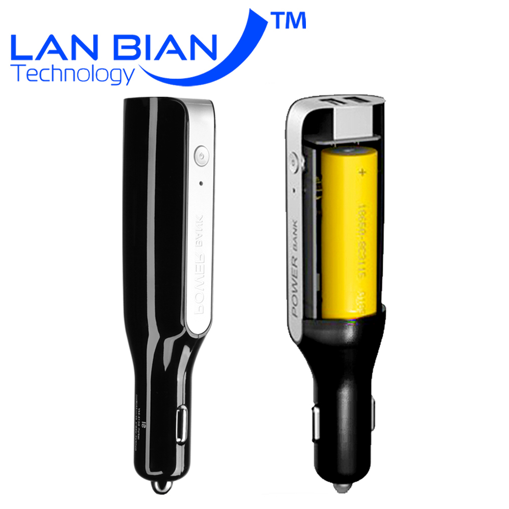 LANBIAN 2 in 1 Charger 2 USB Car Charger 3A + 2800mAh Battery Power Bank for Ipad Tablet PC Samsung 