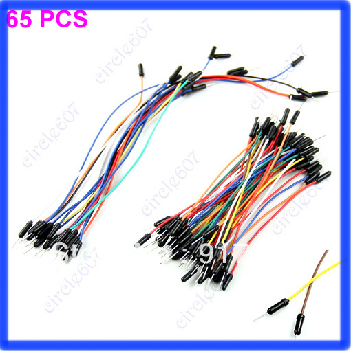 Free Shipping 65 pcs Mix Color Male to Male Solderless Flexible Breadboard Jump Cable Wire