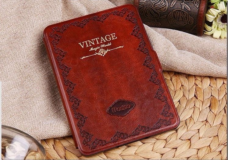 Classic For Amazon Kindle Voyage Korean Mosiso Retro Vintage Book Case Wake UP Sleep Ultra-slim PU Leather Flip Cover (4)