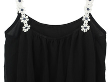 Feitong Fashion Women Summer Sexy Sleeveless Backless Loose Chiffon Blouse Lace Flower Strap Vest Shirt Tank