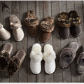TASTIEN 2017 New Winter Women Men Warm Indoor Shoes Slippers Leather Plush Cotton Slippers Lovely Couple