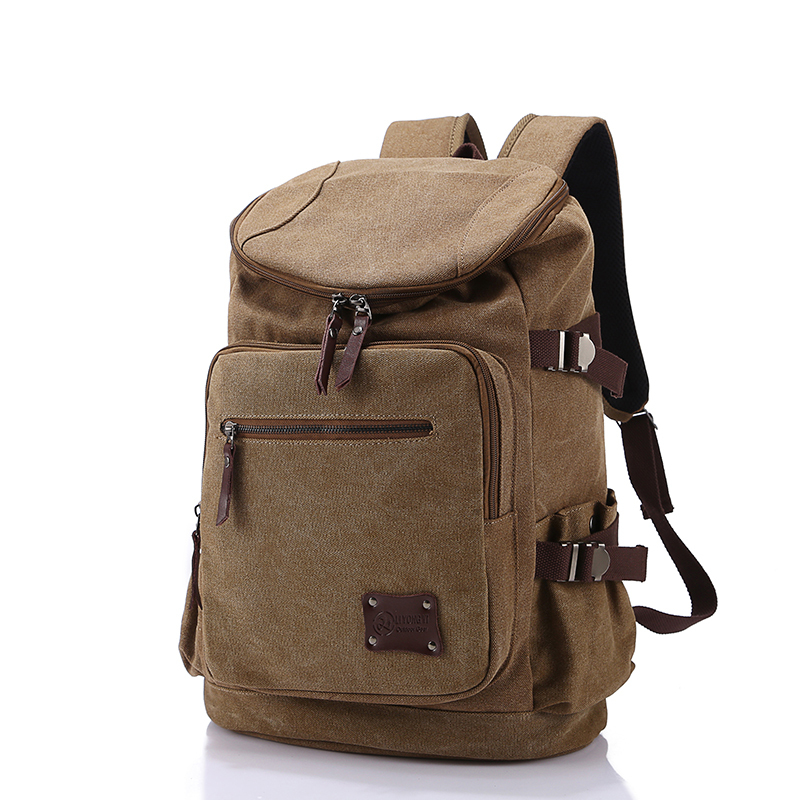 Image of High Quality Men Backpack Zipper Solid Men's Travel Bags Canvas Bag mochila masculina bolsa sport school bags