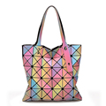 Newest 3D Rainbow Color Women Handbag Famous Brand Messenger Bag Geometry Sequins Plain Folding Crossbody Bag
