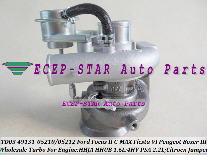 TD03 49131-05210 49131-05212 0375K7 6U3Q6K682AE Turbo Turbocharger For Ford Focus II C-MAX Fiesta VI 1.6L Citroen Jumper Peugeot Boxer III 4HV PSA 2.2L HDI (3)