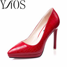 New 2016 Summer shoes Women Sexy Snake texture 10cm High heel Pump Lady Red Sole single