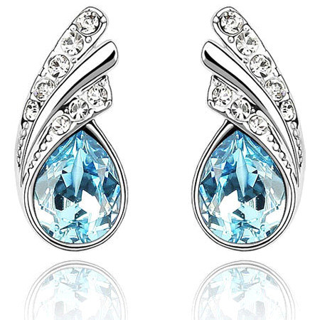 Image of Fashion Austria Crystal Stud Earrings Clear Full Rhinestone Cheap Earrings For Woman brincos Wholesale&Retail