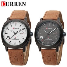 Curren 2015 moda relojes de reloj de cuarzo militar hombres de los relojes Corium ejército correa de cuero reloj relogio masculino