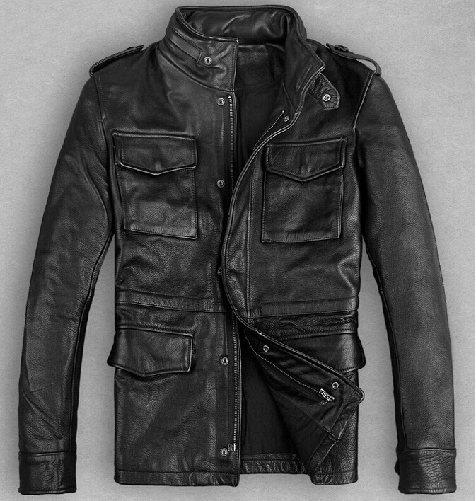 Clearance 2015 fashion mens calf skin jacket genuine leather jackets for men motorcycle ...