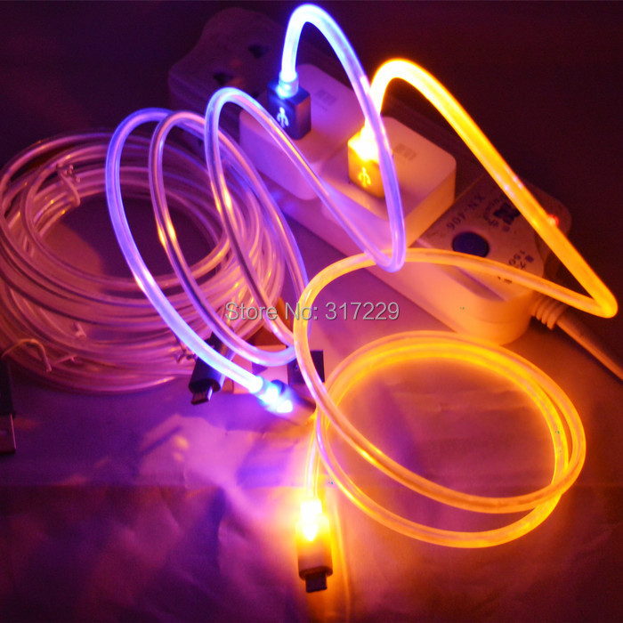 Image of New 6 Colors Beautiful 1M LED Light Durable Micro USB Cable Charger Data Sync Cord For Samsung Galaxy S3 S4 S5 HTC Android phone