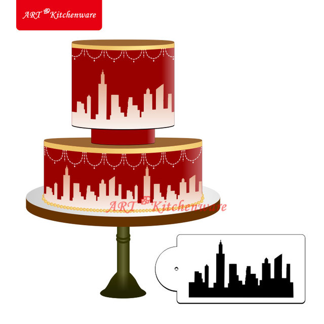 New York Skyline Cake Stencil Cake Side Stencil Fondant ...