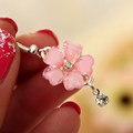 Crystal Clear Flower Black White Pink Leaves Rhinestone Pendant Drop Dangle Earrings for Women Jewelry