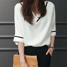 4XL 5XL Big Size Fashion Women Blouse Solid V Neck Bat Sleeve Blouses Women’s Summer Casual Chiffon Shirt Top Blusas Femininas
