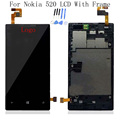 Black 100 Test For Nokia Lumia 520 LCD Display Touch Screen Digitizer Assembly Bezel Frame Replacement