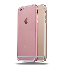 BY-MI Rose gold Metal frame Bumper with silicon bezel glue Design to Reduce the loss phone Bumper for iPhone 5 5S SE 6 6S Plus