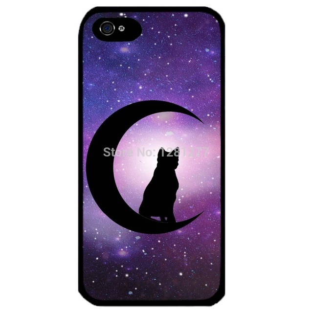 Cover for Iphone 5 Black Cat crescent moon Halloween Supernatural art Phone case