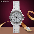 Fashion Quartz Watches with Diamond Ladies Bracelet BOAMIGO Women White Brand Dress Wristwatches Female Clock Relogio