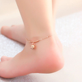 Top Quality 18KGP Rose Gold Plated Titanium Steel Round Bell Anklet Fashion Brand Jewelry for Women