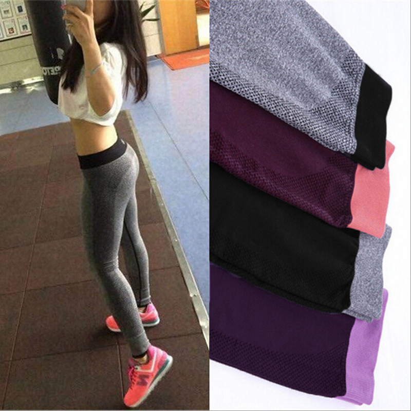 Image of S-XL 4 Colors Women Sport Leggings For Yuga Running Training Bodybuilding Fitness Clothing Fashion Gym Elastic Jegging Leggings
